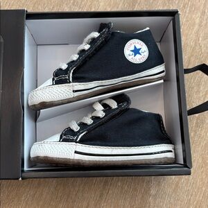 Converse Crib Slip-On Kids 4C - Black and White Velcro Sneakers